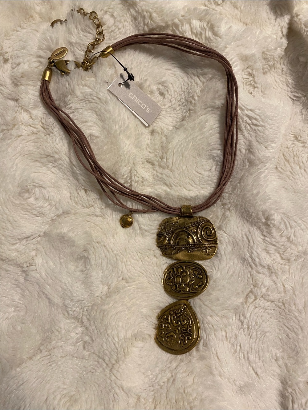 Chico's Bronze Pendant Multi-Strand Necklace - Brown NWT